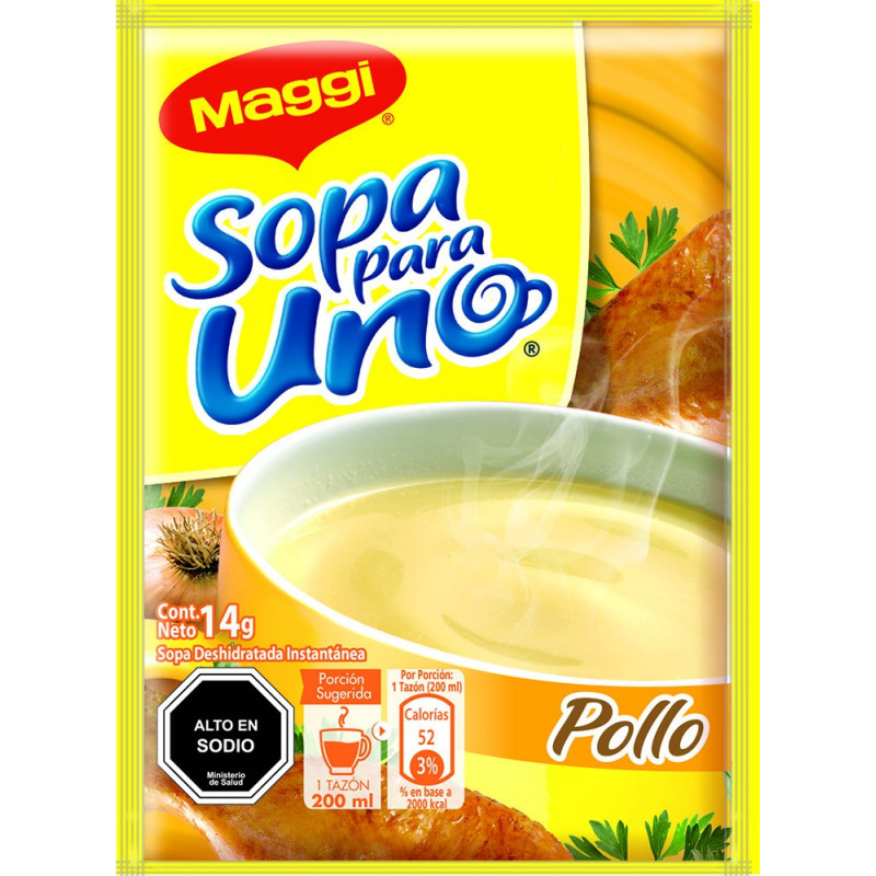 Sopa para uno pollo frontal