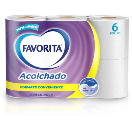 Papel higiénico acolchado favorita 6 rollos 22 mt c/u